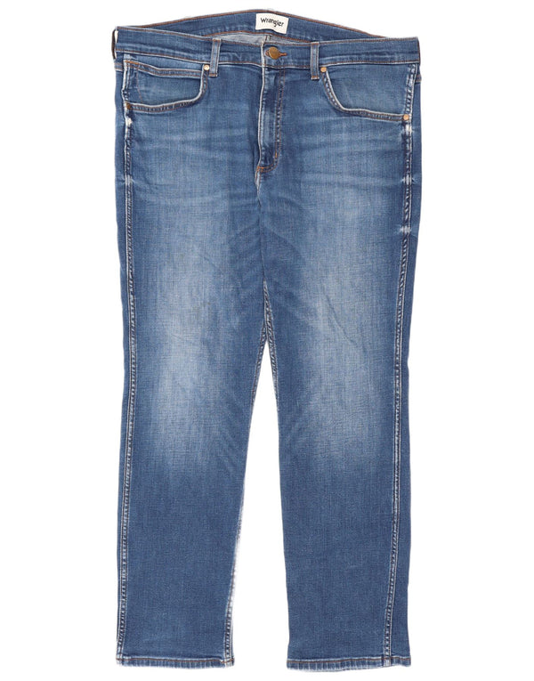 Wrangler Mens Greensboro Straight Jeans W35 L30 Azul Algodão
