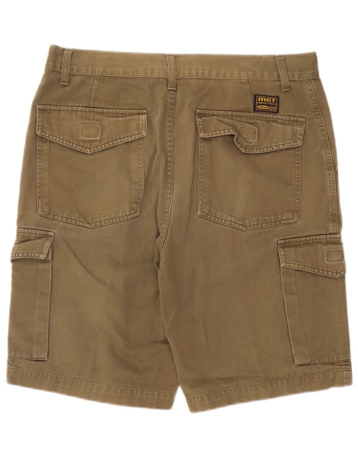 Metropolitan Mens Cargo Shorts W34 Grande Algodão Cáqui