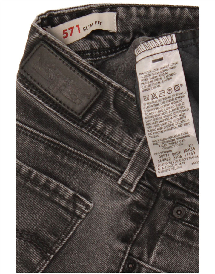 Calça jeans feminina Levi's 571 Slim W28 L34 algodão preto