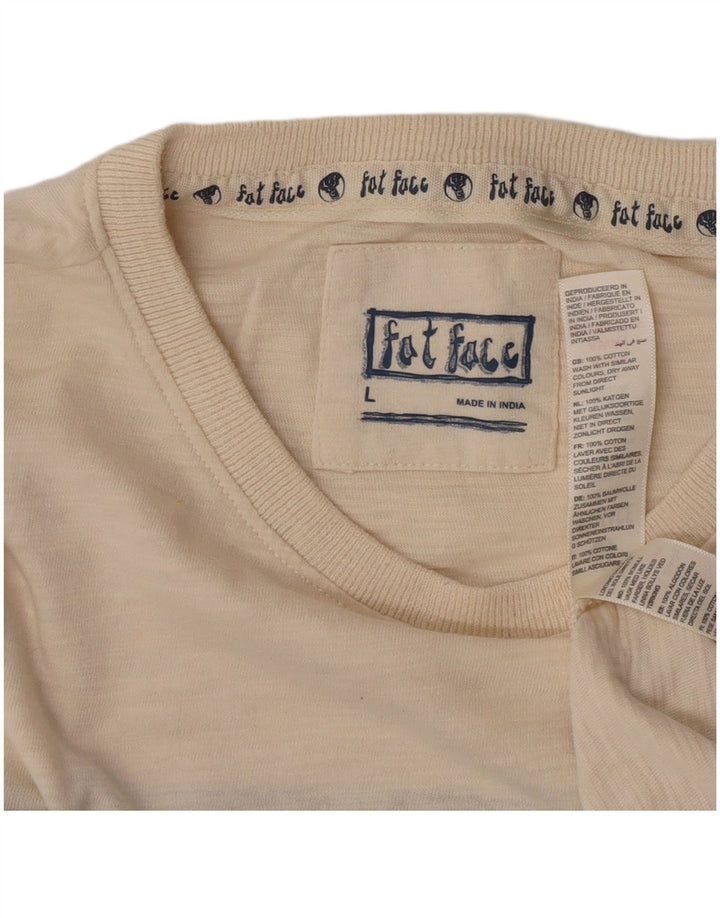 Camiseta masculina Fat Face Top grande algodão colorblock bege