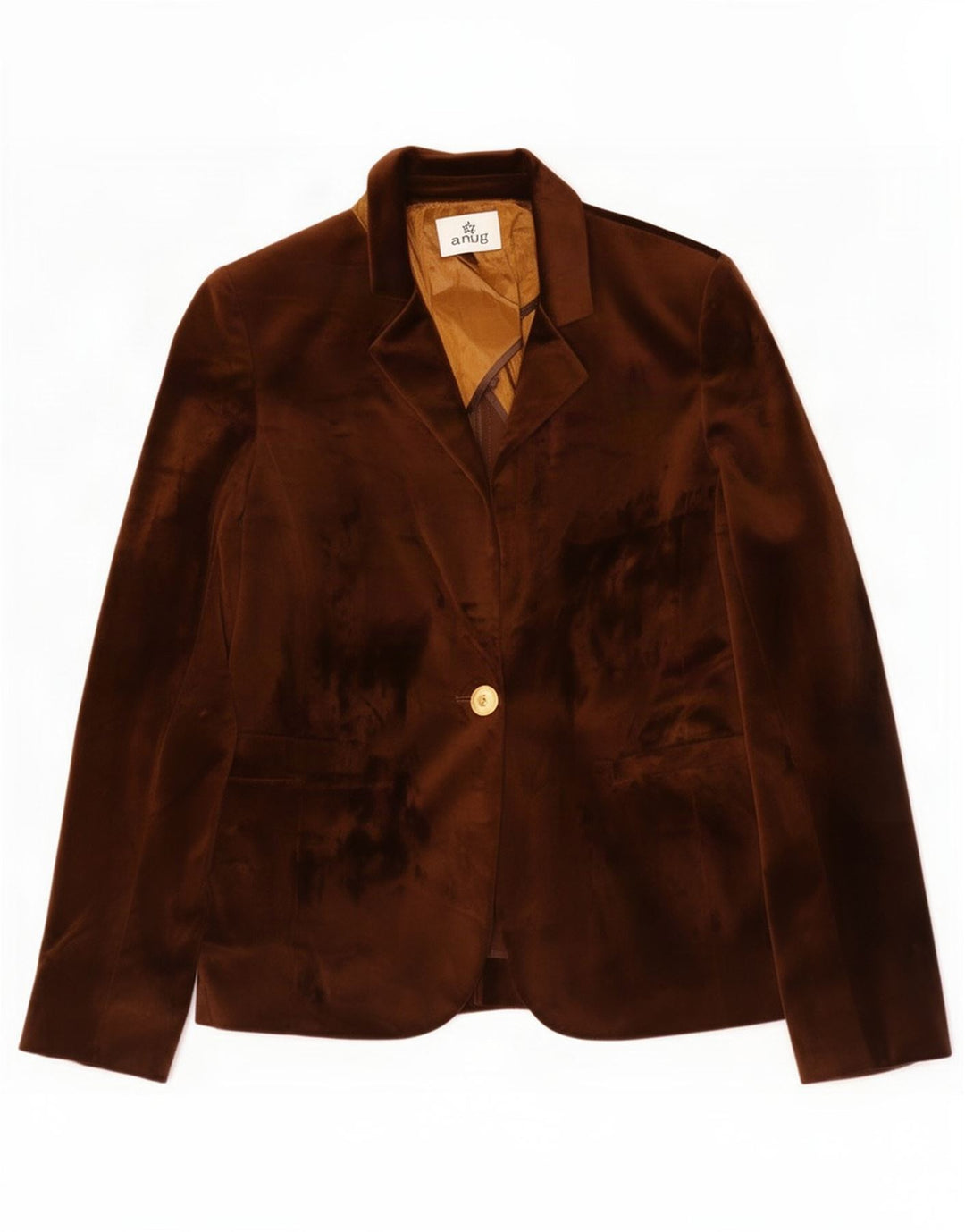 Jaqueta blazer feminina de veludo vintage IT 42 poliéster marrom médio
