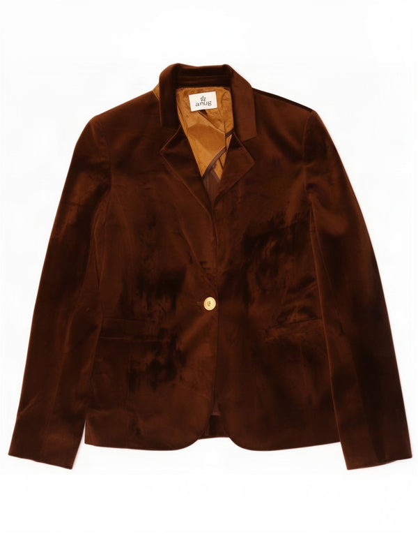 Jaqueta blazer feminina de veludo vintage IT 42 poliéster marrom médio
