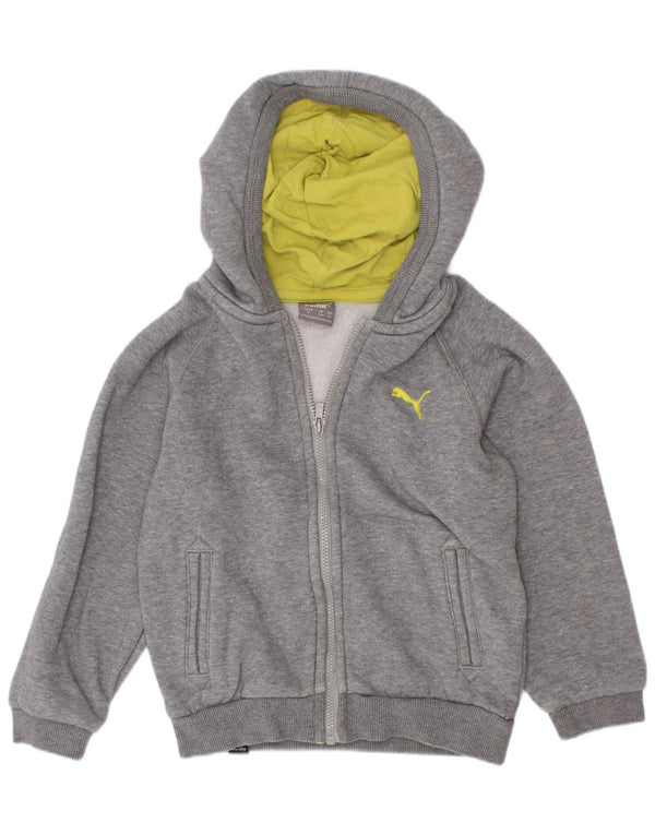 Suéter Puma Boys Zip com capuz 2-3 anos cinza algodão manchado