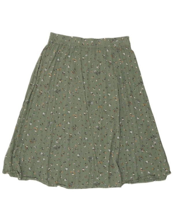 Saia evasê feminina Fat Face UK 18 XL W36 viscose floral verde