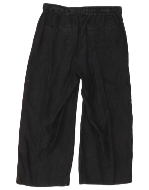 Calça capri feminina Marks & Spencer Reino Unido 8 pequena W27 L21 linho preto