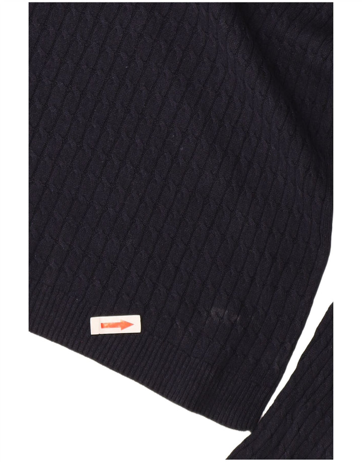 Suéter feminino Massimo Dutti com decote em V Reino Unido 14 grande seda azul marinho