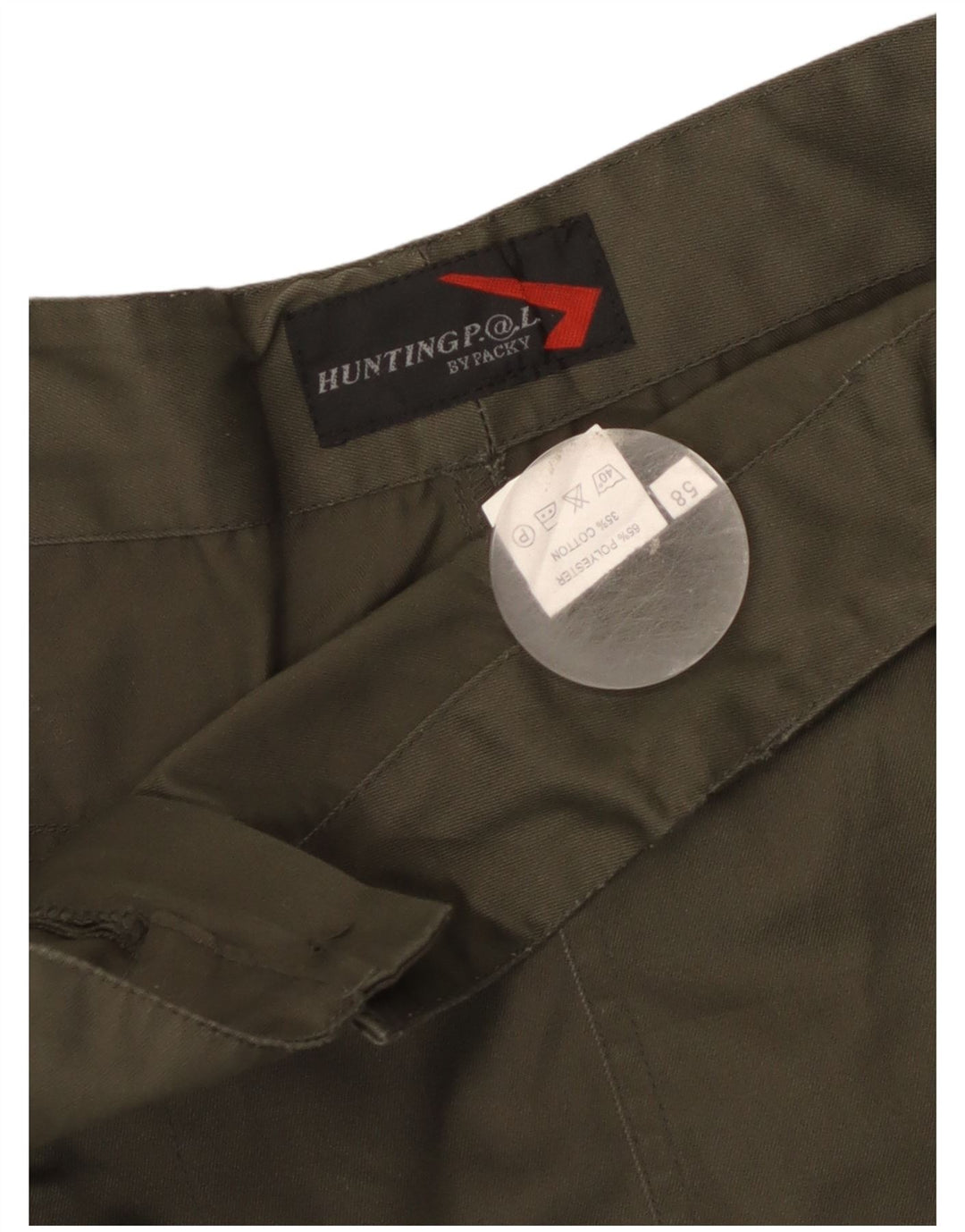 Calças retas da carga dos homens do vintage IT 58 4XL W40 L31 poliéster cáqui