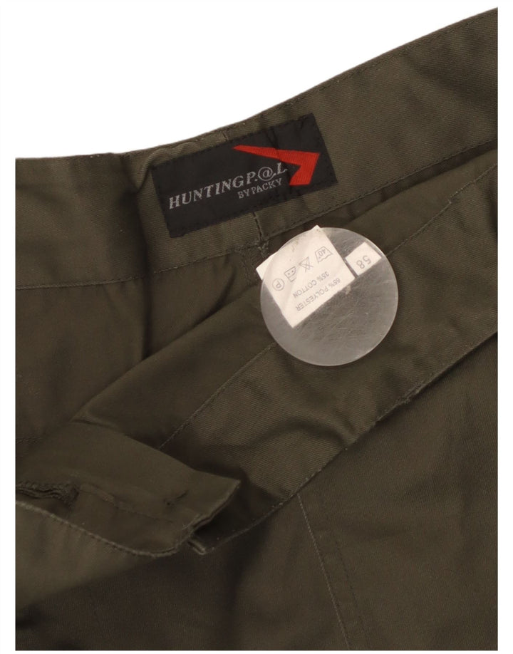 Calças retas da carga dos homens do vintage IT 58 4XL W40 L31 poliéster cáqui