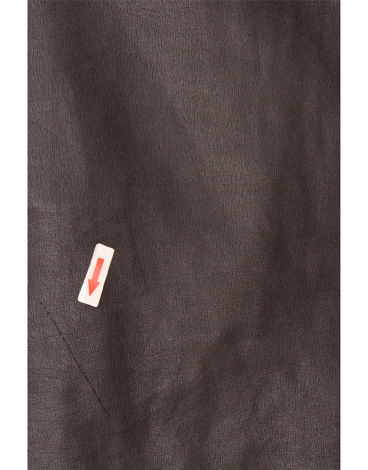 Casaco de couro feminino vintage UK 12 marrom médio