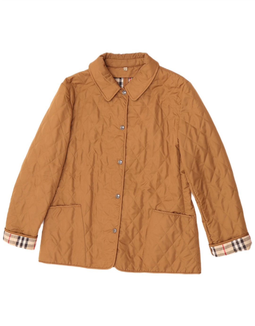 Jaqueta acolchoada feminina Burberry Reino Unido 16 grande algodão bege