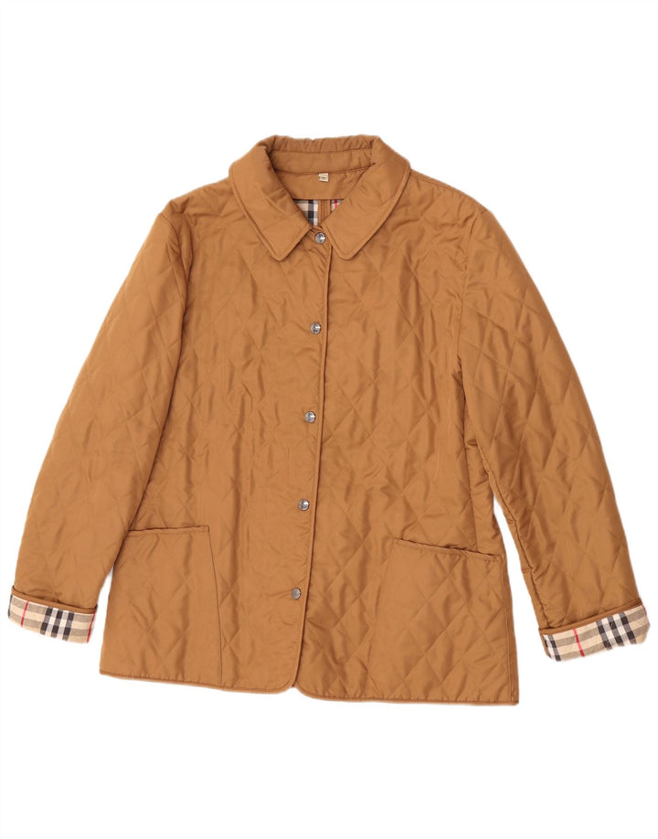 Jaqueta acolchoada feminina Burberry Reino Unido 16 grande algodão bege