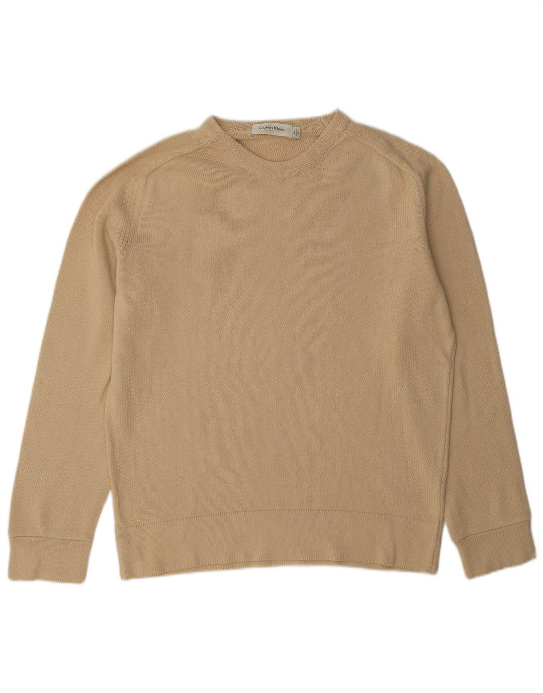 Suéter feminino Calvin Klein com gola redonda e ajuste regular Reino Unido 12 médio bege