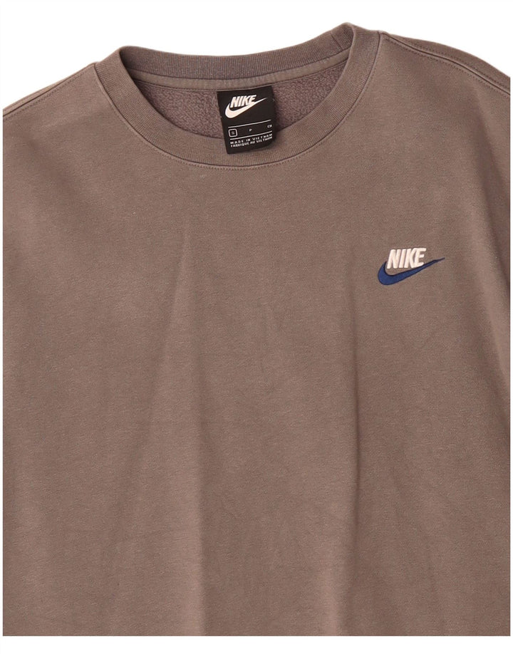 Nike Mens Moletom Jumper Pequeno Algodão Cinza