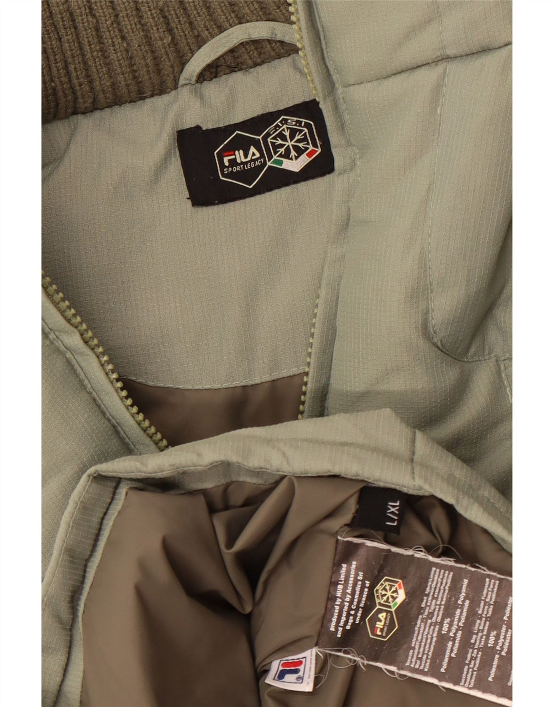 Jaqueta acolchoada masculina Fila UK 40 poliéster verde grande