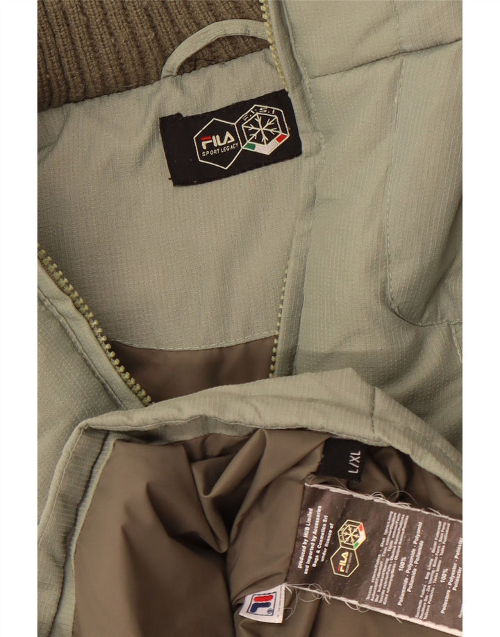 Jaqueta acolchoada masculina Fila UK 40 poliéster verde grande