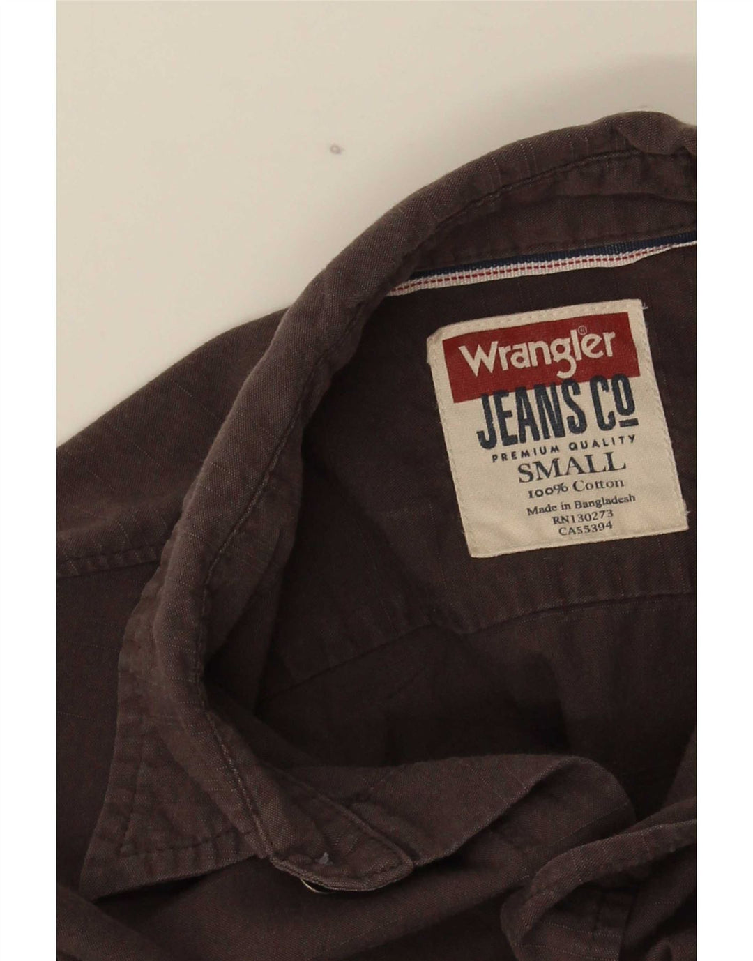 Camisa masculina Wrangler Regular Fit pequena algodão marrom