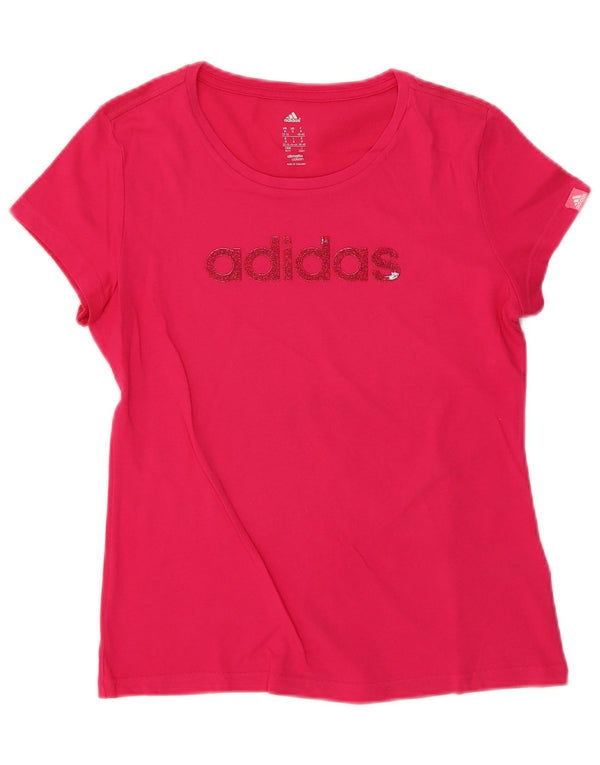 Camiseta Adidas Feminina Climalite Graphic Top UK 12/14 Médio Algodão Rosa