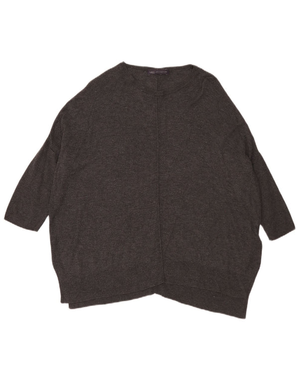 Suéter feminino Marks & Spencer manga 3/4 com gola canoa Reino Unido 12 médio cinza
