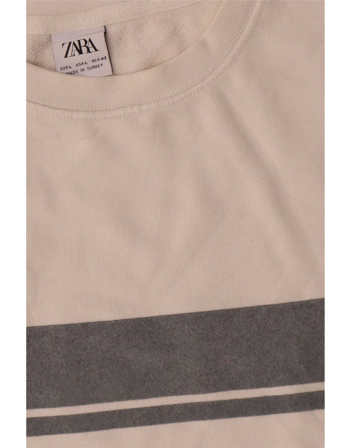 Zara moletom masculino jumper grande branco colorblock algodão