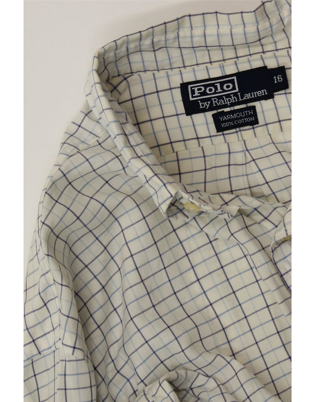 POLO RALPH LAUREN Camisa masculina Yarmouth tamanho 16 grande algodão xadrez branco