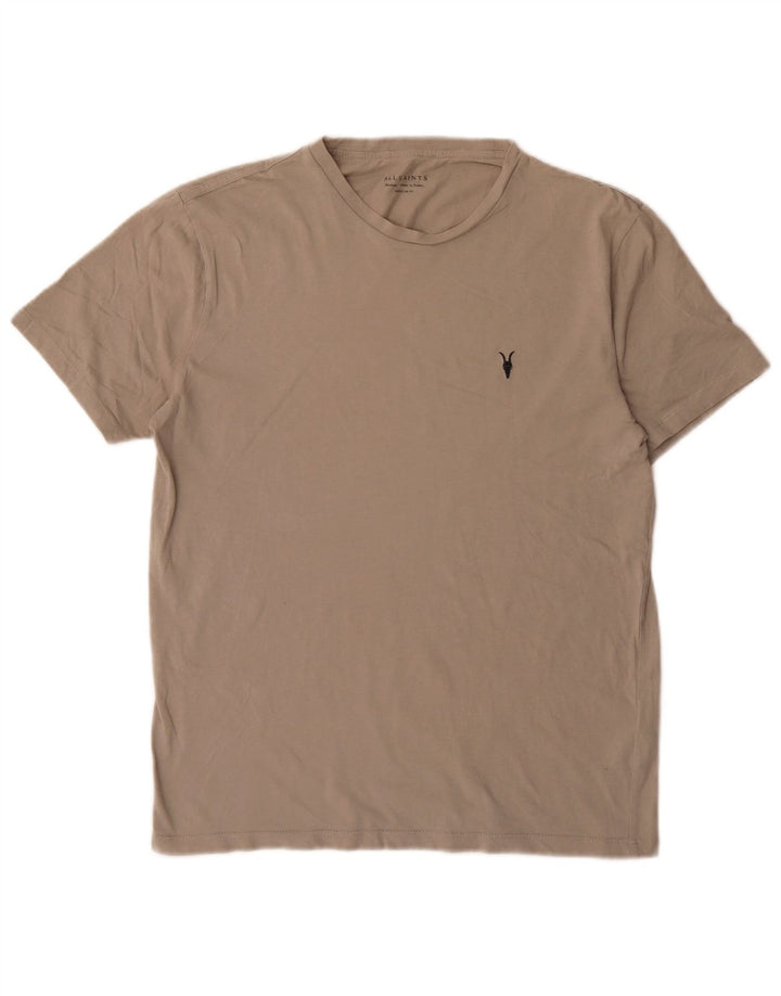 All Saints Mens Camiseta Regular Fit Top Algodão Cinza Médio