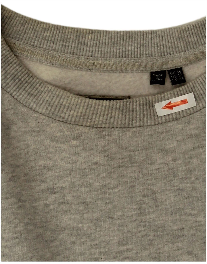 Suéter superdimensionado feminino Superdry UK 16 grande algodão cinza