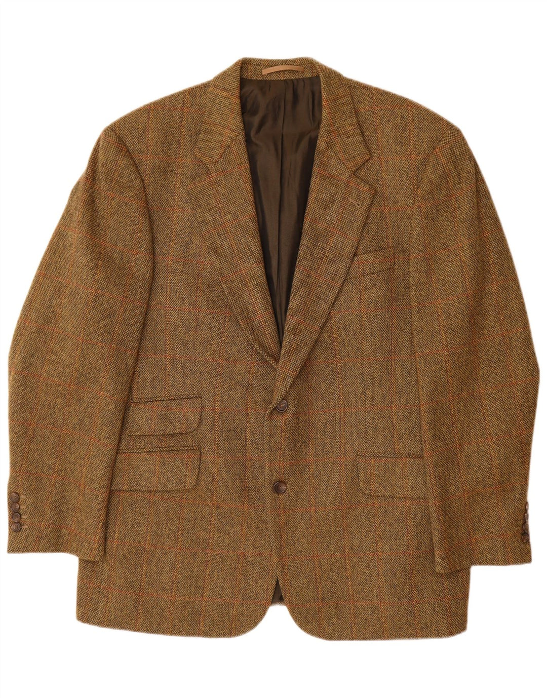 Jaqueta blazer masculina de 2 botões HUGO BOSS EU 56 3XL marrom xadrez nova lã