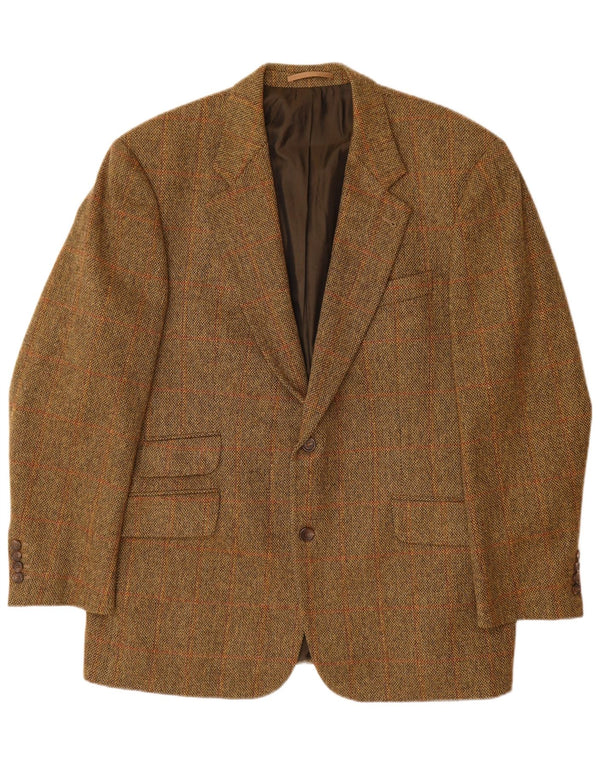 Jaqueta blazer masculina de 2 botões HUGO BOSS EU 56 3XL marrom xadrez nova lã