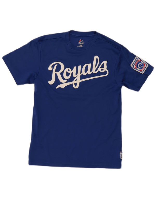 Camiseta gráfica Majestic Boys 13-14 anos grande poliéster azul
