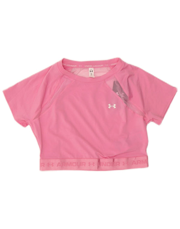 Camiseta feminina Under Armour Crop Graphic UK 12 poliéster rosa médio