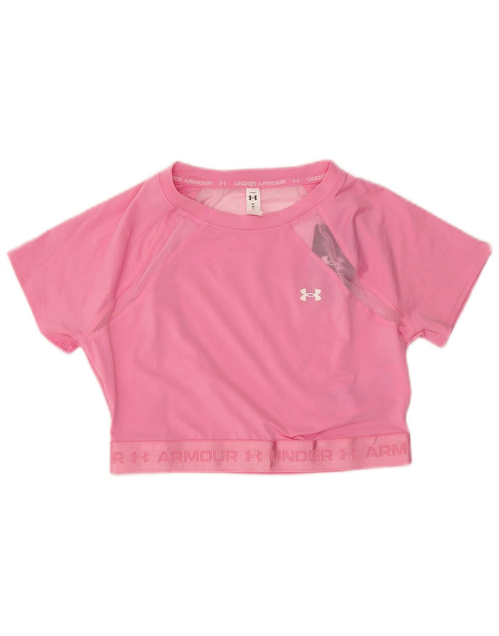 Camiseta feminina Under Armour Crop Graphic UK 12 poliéster rosa médio