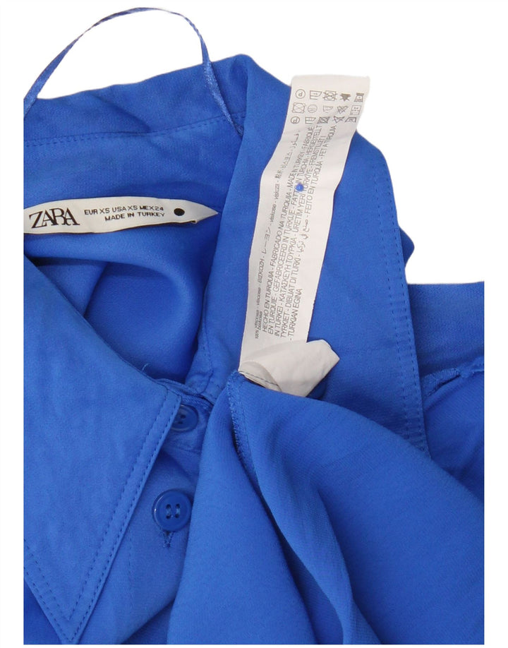 Camisa Zara Mulher UK 6 XS Azul Viscose