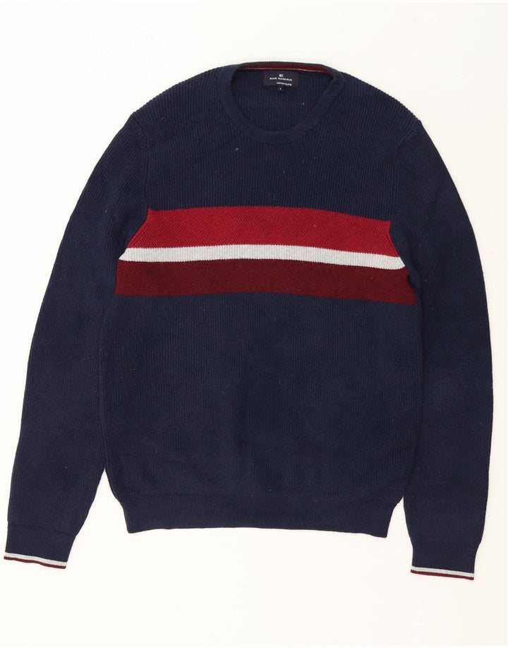 Suéter masculino Marks & Spencer Blue Harbor com gola redonda grande azul marinho