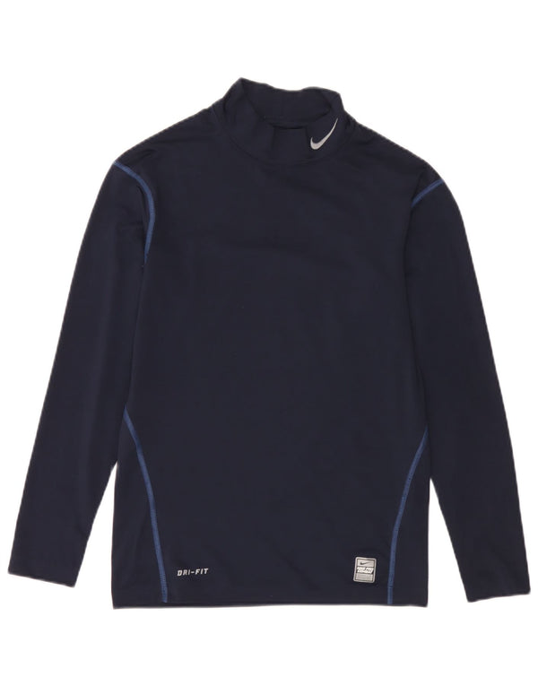 Nike Mens Dri Fit Top Manga Longa Reino Unido 42/44 Grande Azul Marinho Poliéster