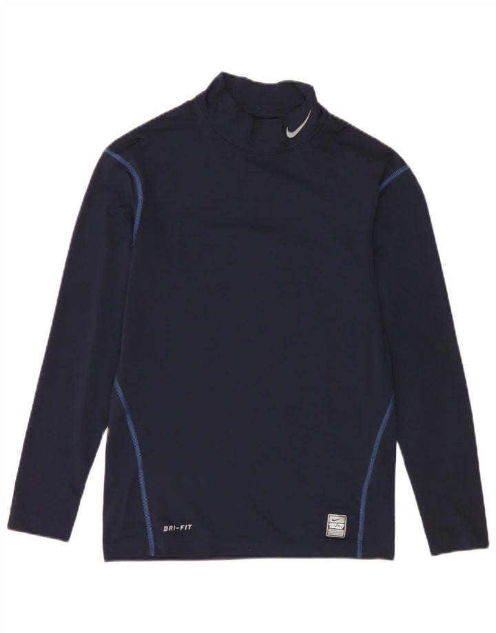 Nike Mens Dri Fit Top Manga Longa Reino Unido 42/44 Grande Azul Marinho Poliéster