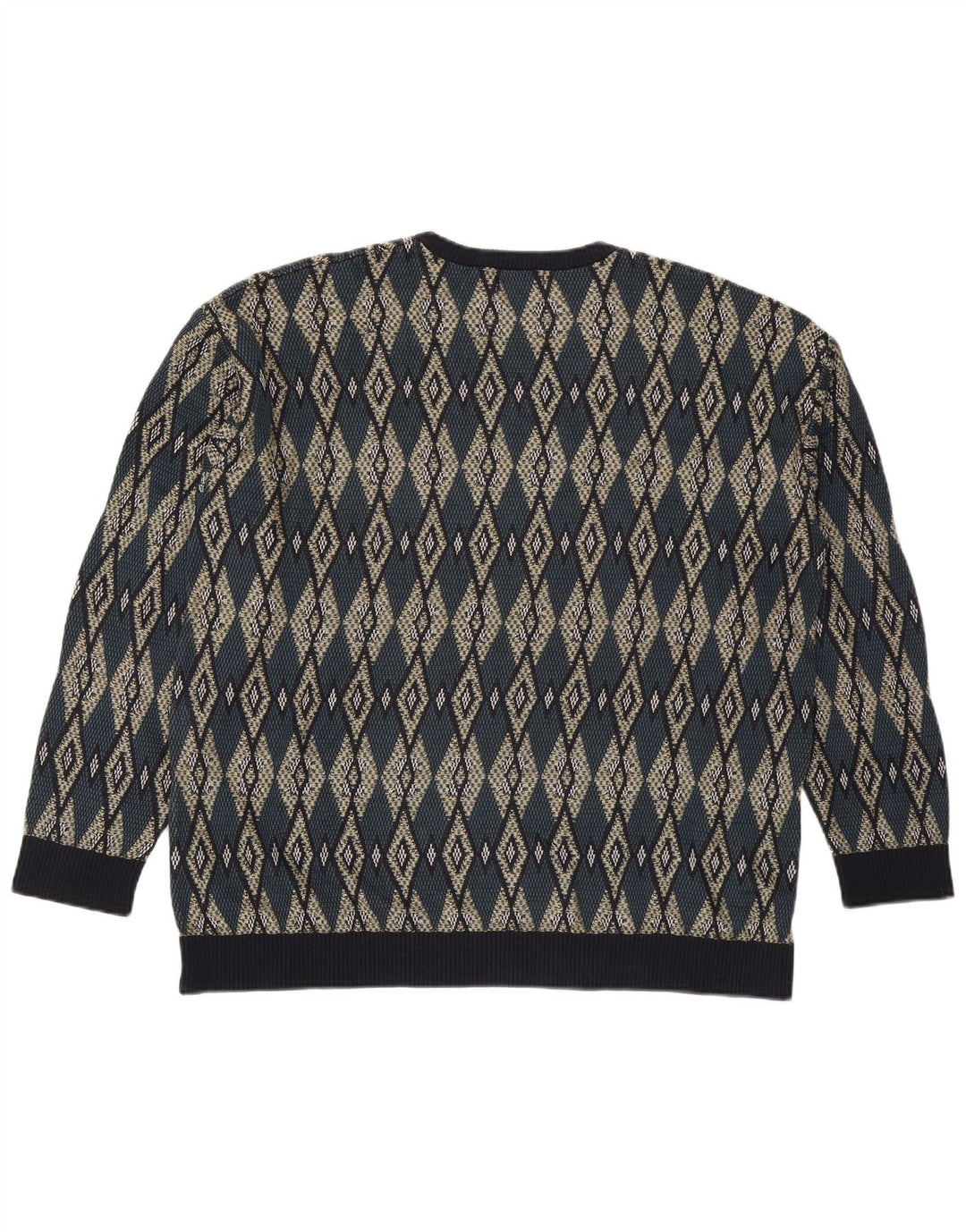 Zara Suéter masculino com gola redonda XL multicolorido Argyle/Diamante Acrílico