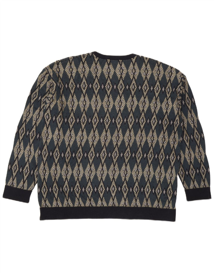 Zara Suéter masculino com gola redonda XL multicolorido Argyle/Diamante Acrílico