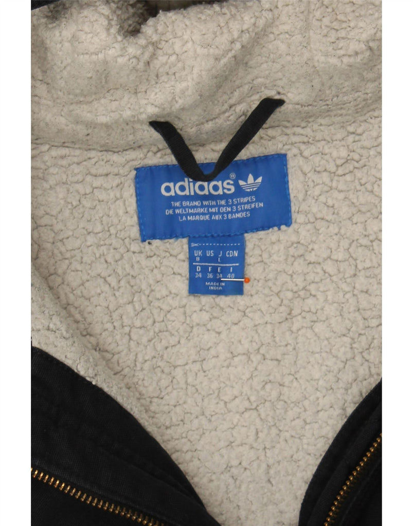 ADIDAS Womens Hooded Windbreaker Coat UK 8 Small Black Polyester Vintage Adidas and Second-Hand Adidas from Messina Hembry 