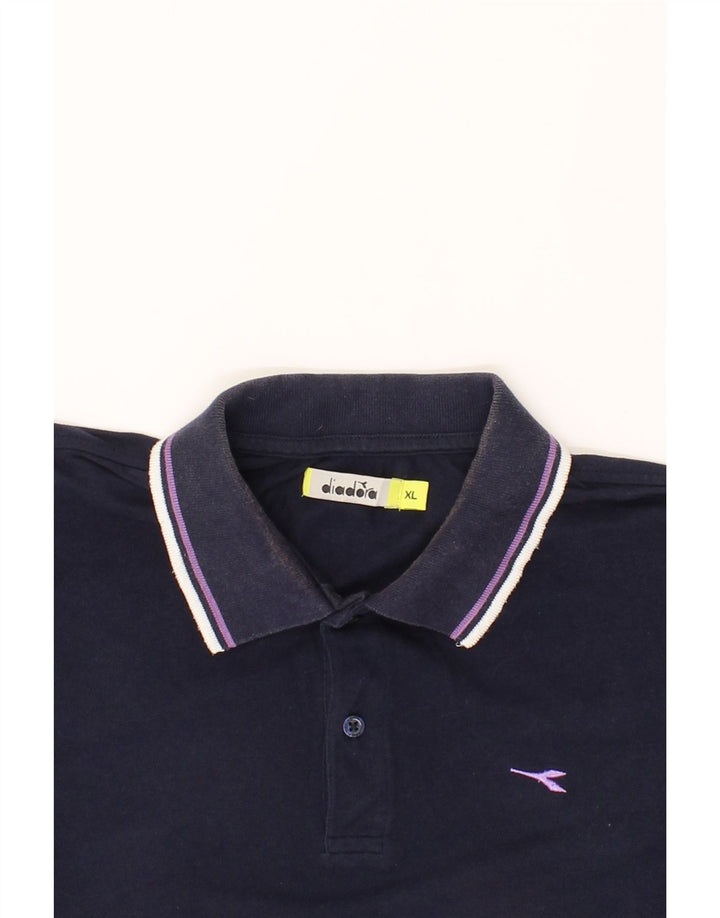 DIADORA Mens Polo Shirt XL Navy Blue Cotton Vintage Diadora and Second-Hand Diadora from Messina Hembry 