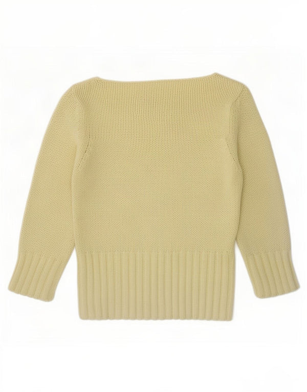 Zara Suéter feminino manga 3/4 com gola canoa e gola canoa Reino Unido 12 médio amarelo