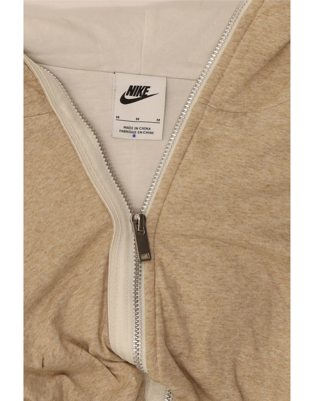 NIKE Womens Zip Hoodie Sweater UK 14 Medium Beige Cotton Vintage Nike and Second-Hand Nike from Messina Hembry 