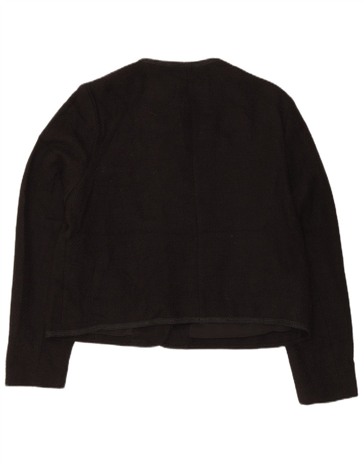 Jaqueta blazer feminina de 5 botões Marks & Spencer Reino Unido 14 grande algodão preto