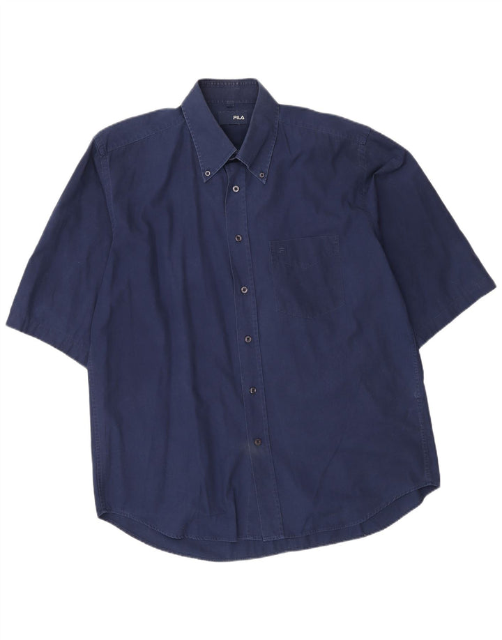 Camisa masculina Fila de manga curta grande algodão azul marinho