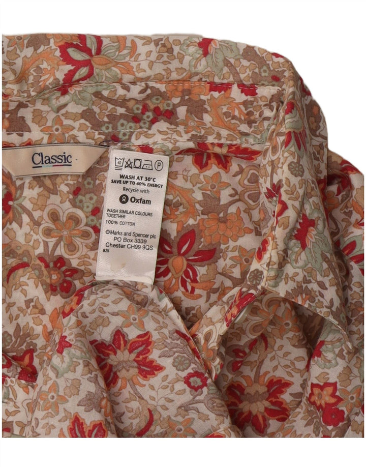 Camisa feminina Marks & Spencer UK 14 grande algodão floral multicolorido