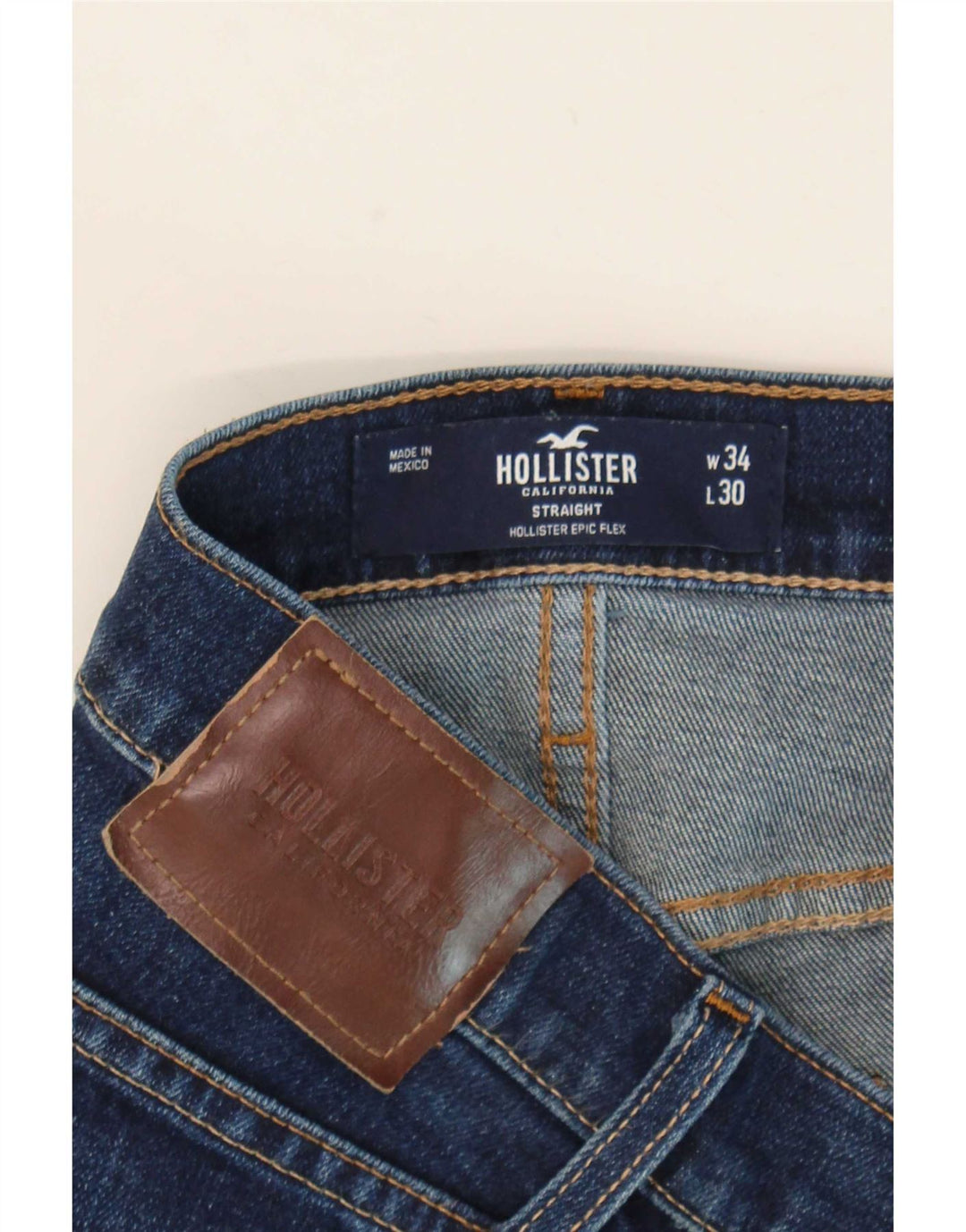 Jeans retos masculinos Hollister W34 L30 azul