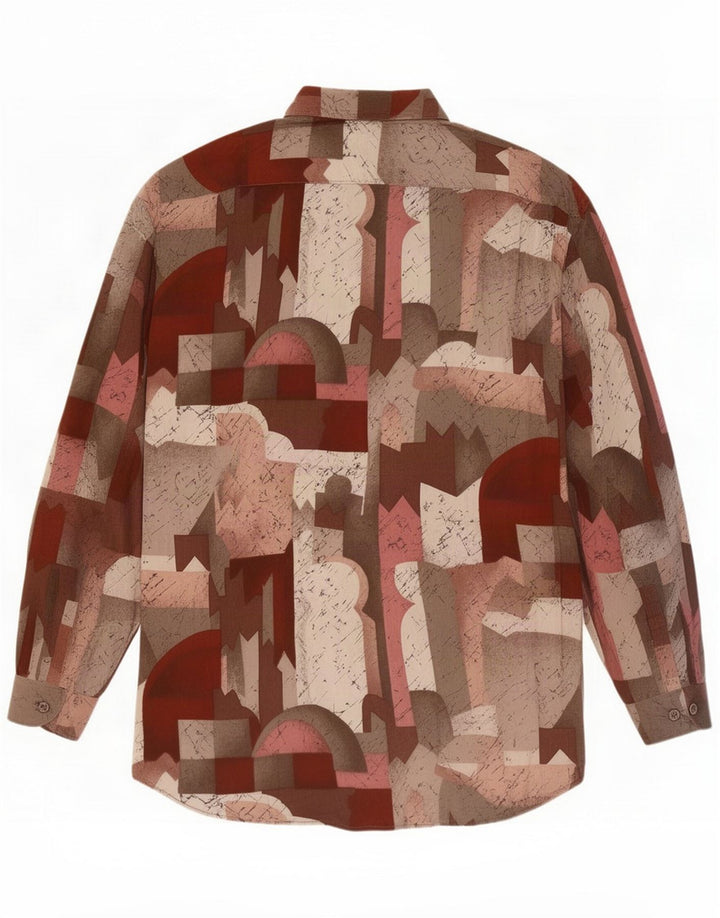Camisa masculina Messori grande algodão geométrico multicolorido