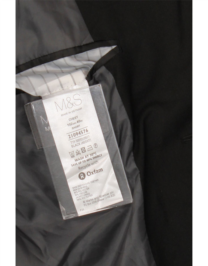 Jaqueta blazer masculina Marks & Spencer curta de 2 botões Reino Unido 40 médio preto