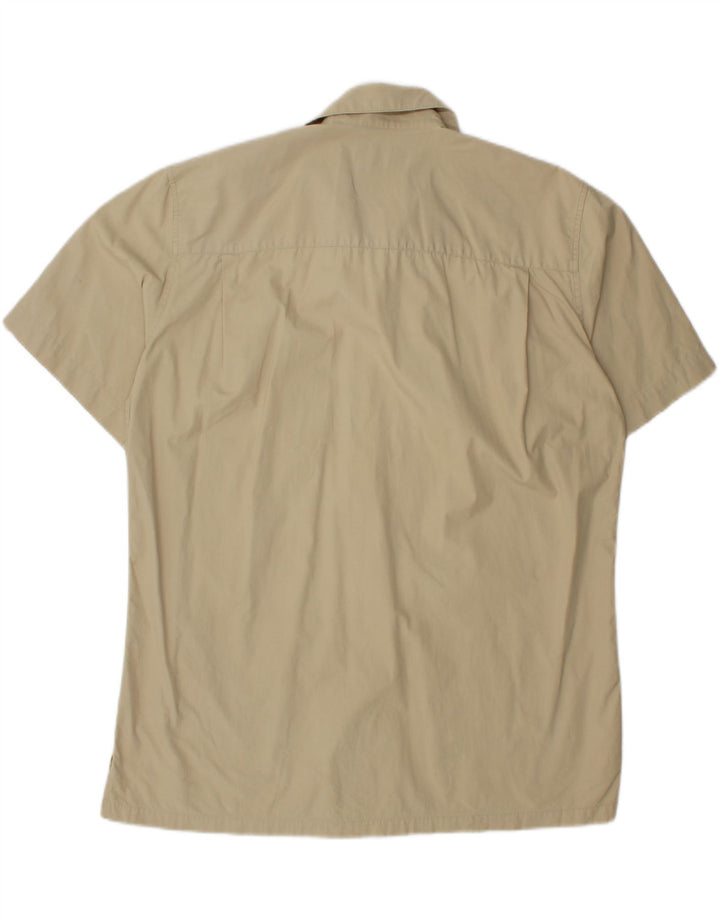 GAS Camisa masculina de manga curta grande algodão bege