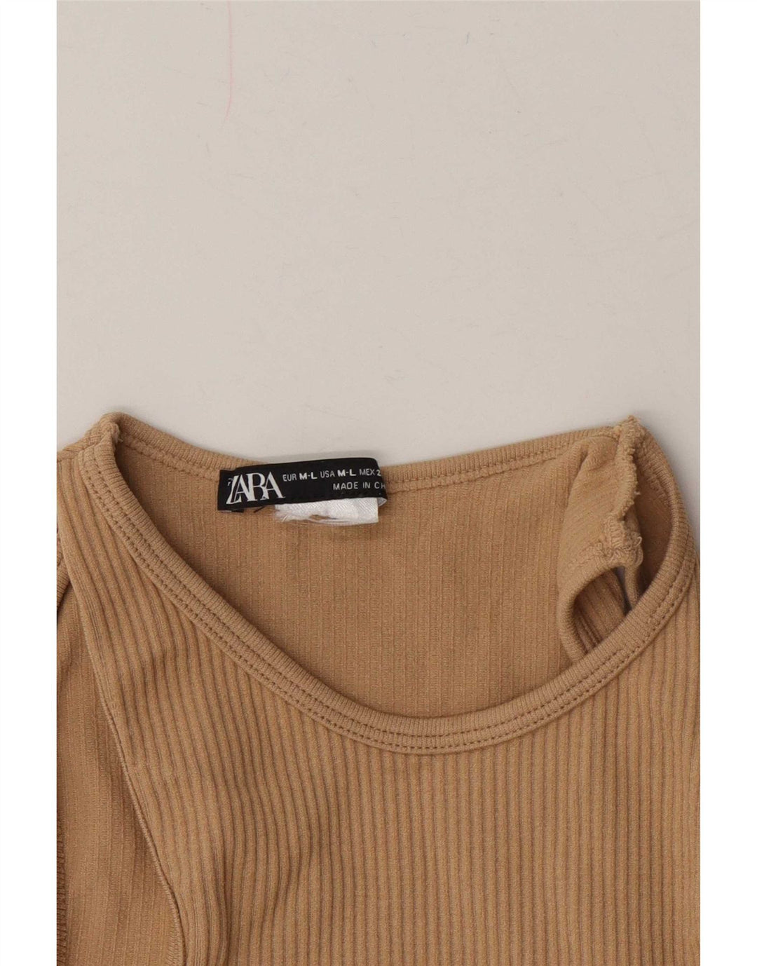 Blusa feminina Zara com ombro de fora, Reino Unido 14 Grande Bege
