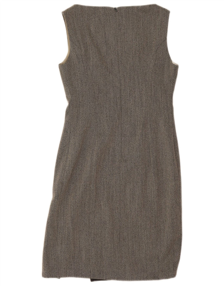 Vestido feminino vintage sem mangas com bainha UK 12 cinza médio